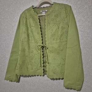 NWT NYGARD-Collection Perforated Green Leather Jacket Size:12